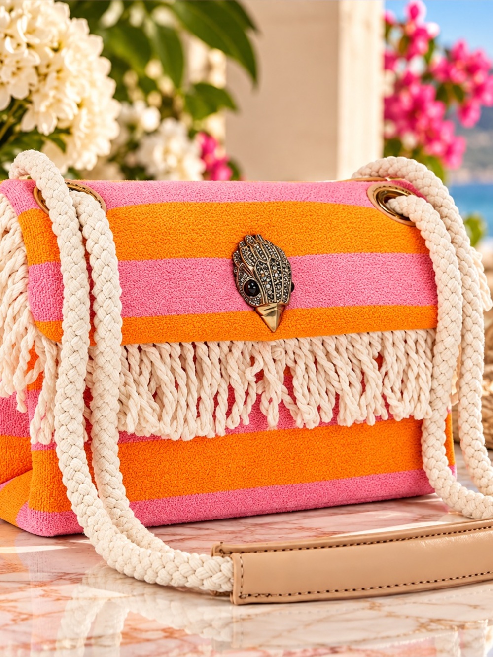 Kurt Geiger  Orange Fringe Crossbody Bag